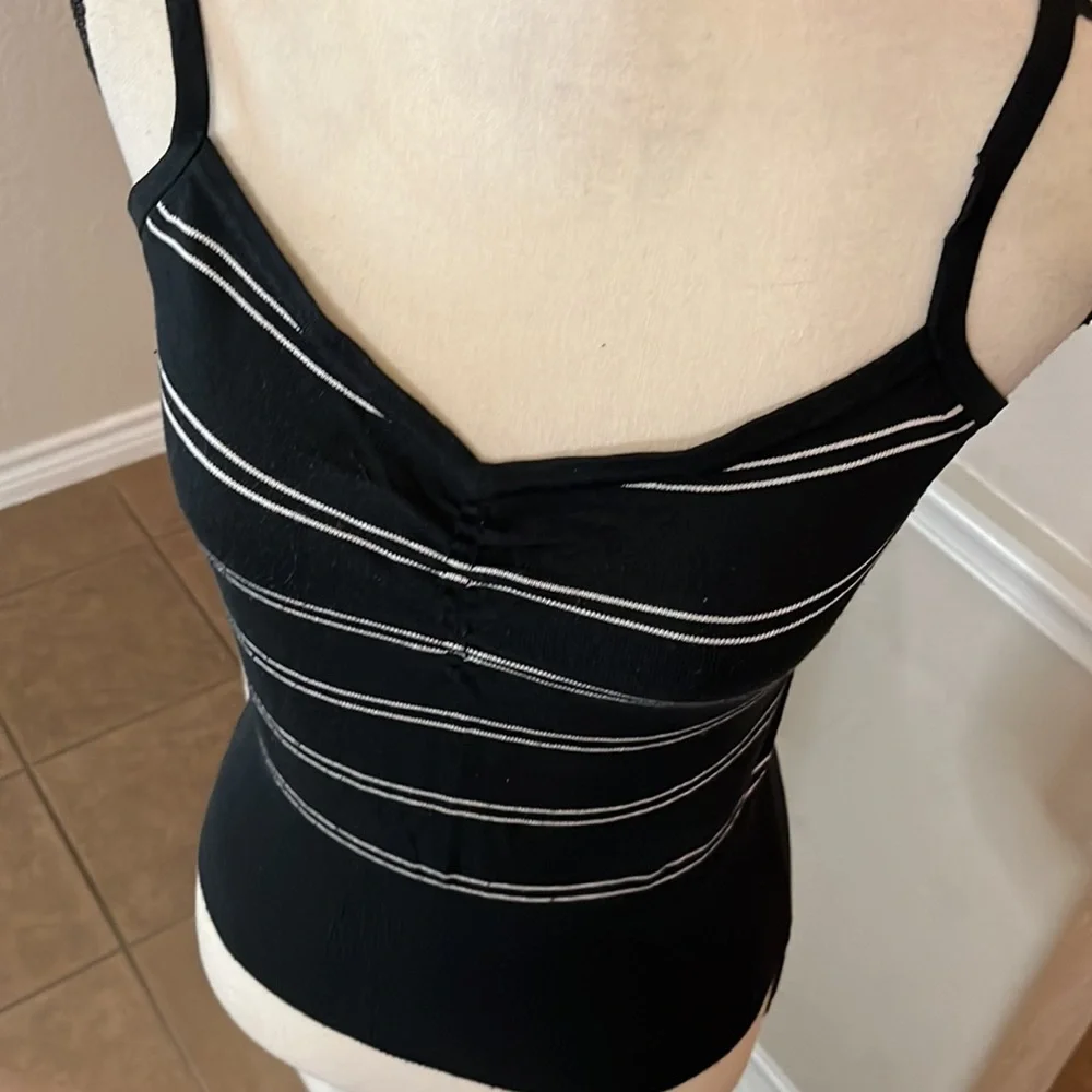 Mossimo black with white stripe silk blend crop sweater - Picture 11 of 15